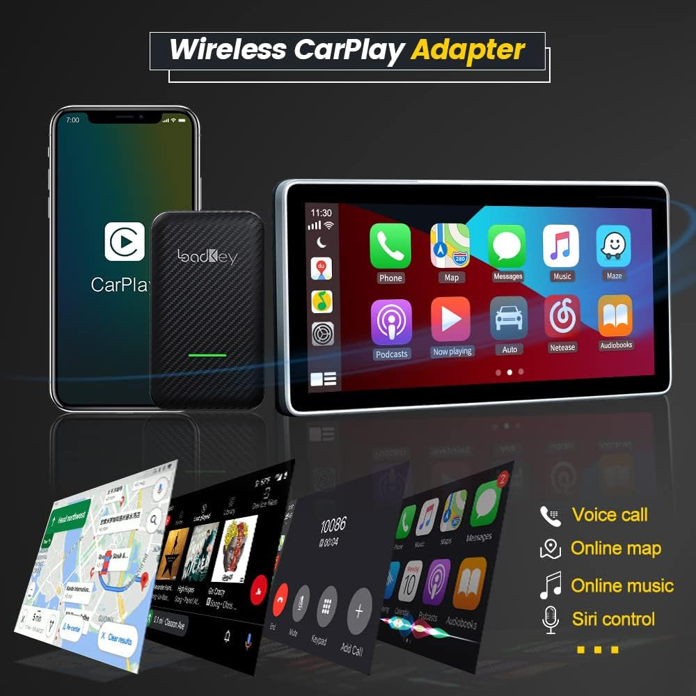 2022 New Carbon Fiber Shell Wireless Carplay Adapter for OEM Apple Carplay Cars,Fit for Iphone 6 and Newer, Auto-Connection, Online Update,Car Link Convert Your Factory Carplay to Wireless