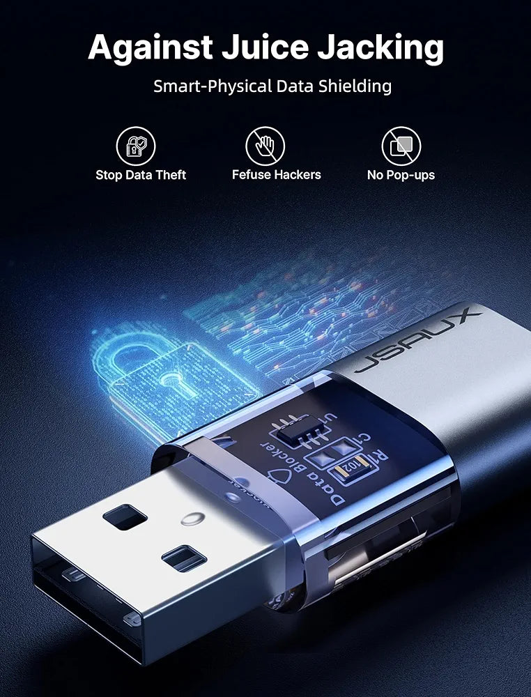 JSAUX USB Data Blocker & USB C Data Blocker , Transparent Type A & Type C Data Blocker Only for Charge, Protect Against Juice Jacking, Refuse Hacking Provide Safe Charging