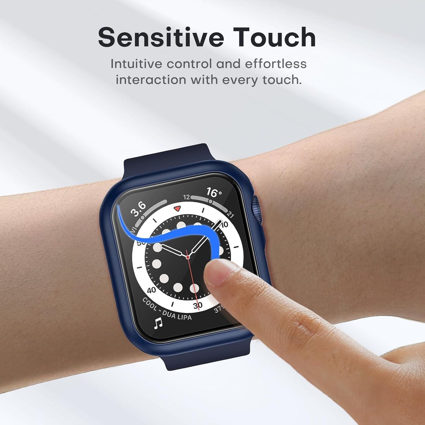 2 Pack Hard Case for Apple Watch Se/Se2/Se3/Series 6/5/4 40Mm, with PC Tempered Glass Screen Protector, Scristant Resistant, Overall Protection Slim Cover for Iwatch S6/S5/S4 40Mm, Blue