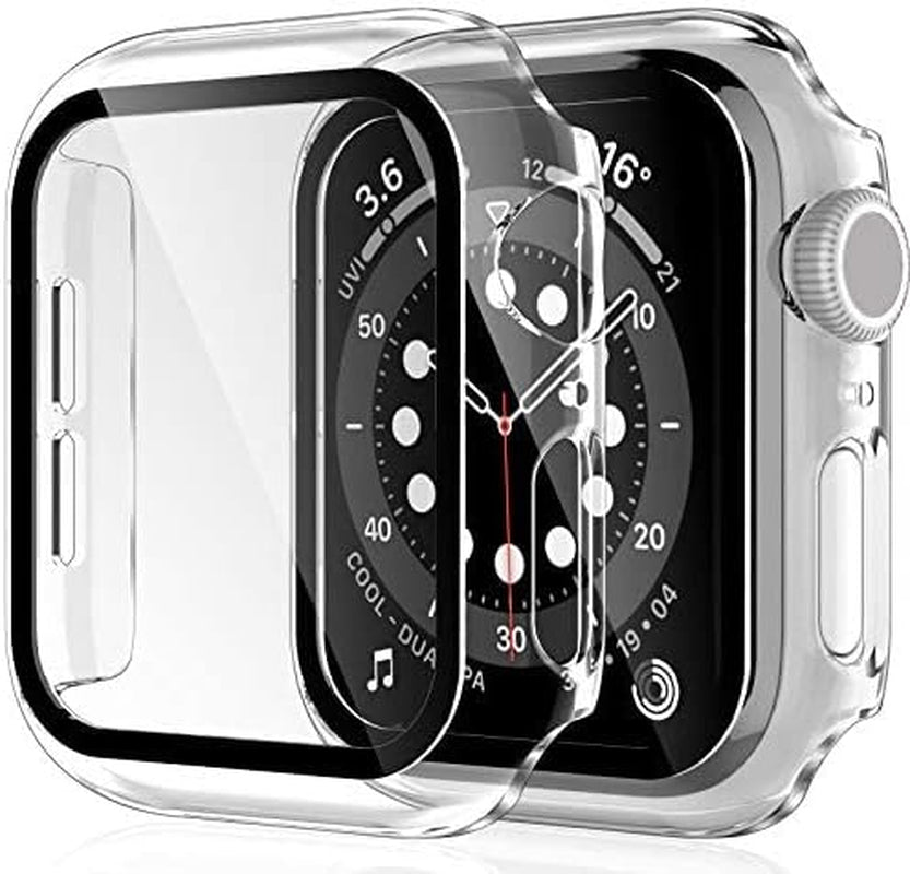 2 Pack  for Apple Watch Case 40Mm Series SE, 6, 5, 4 with Built-In Tempered Glass Screen Protector, Ultra-Thin All around Protective Glass Screen Cover for Iwatch 40Mm, Clear