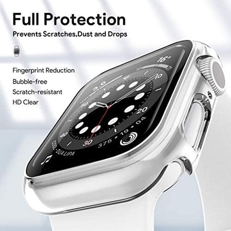 2 Pack  for Apple Watch Case 40Mm Series SE, 6, 5, 4 with Built-In Tempered Glass Screen Protector, Ultra-Thin All around Protective Glass Screen Cover for Iwatch 40Mm, Clear